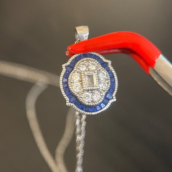 Stauer 925 Blue/White Cz Necklace - Picture 6 of 7